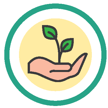 Hand holding plant icon